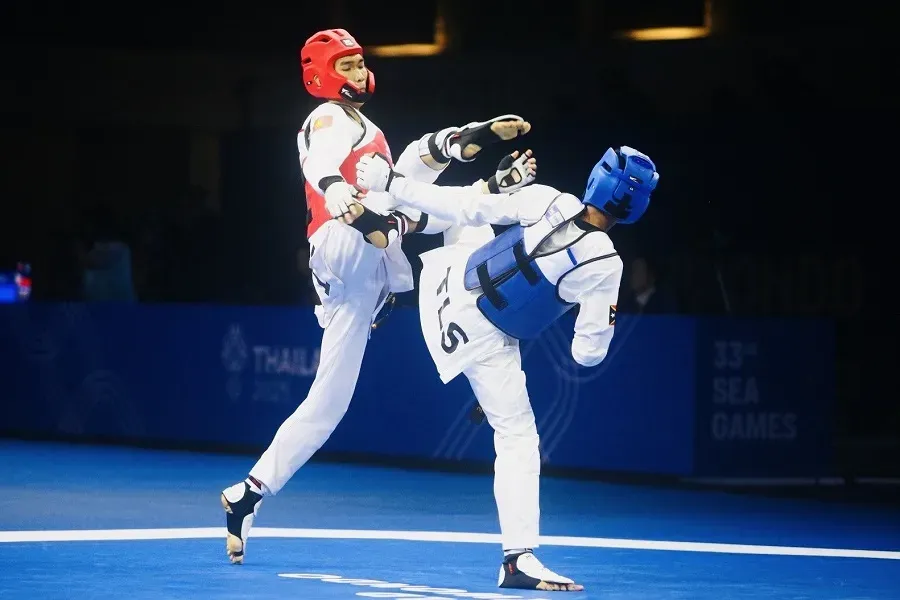 Võ sĩ taekwondo đối kháng Việt Nam không thành công tại giải châu Á 2026. Ảnh: DŨNG PHƯƠNG