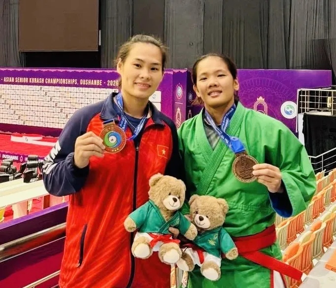 Võ sĩ kurash Việt Nam đã tham dự giải vô địch châu Á 2026 ở Tajikistan. Ảnh: TUẤN HỌC