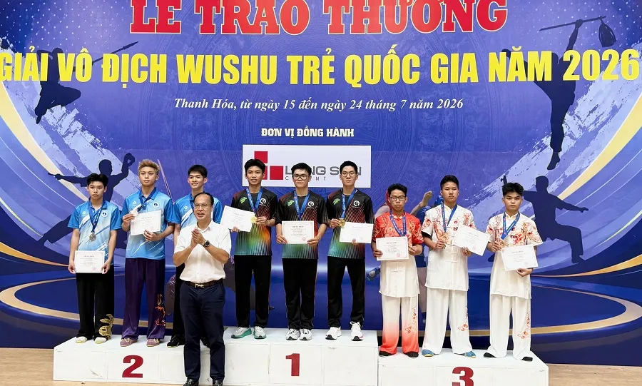 Võ sĩ wushu trẻ TPHCM giành HCV tại giải năm nay. Ảnh: MINH CHIẾN