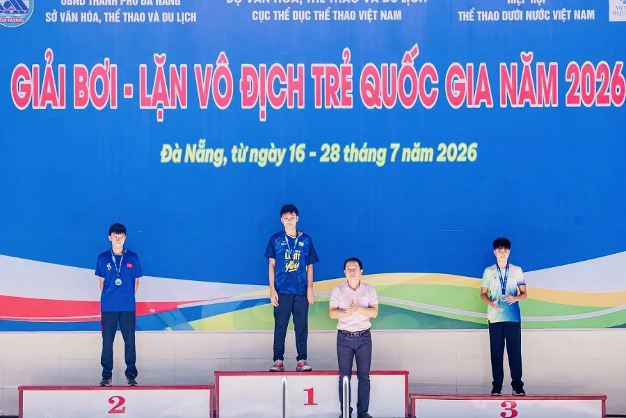 VĐV bơi trẻ TPHCM đang thi đấu nổi bật tại giải năm nay. Ảnh: HCMSWIMMING