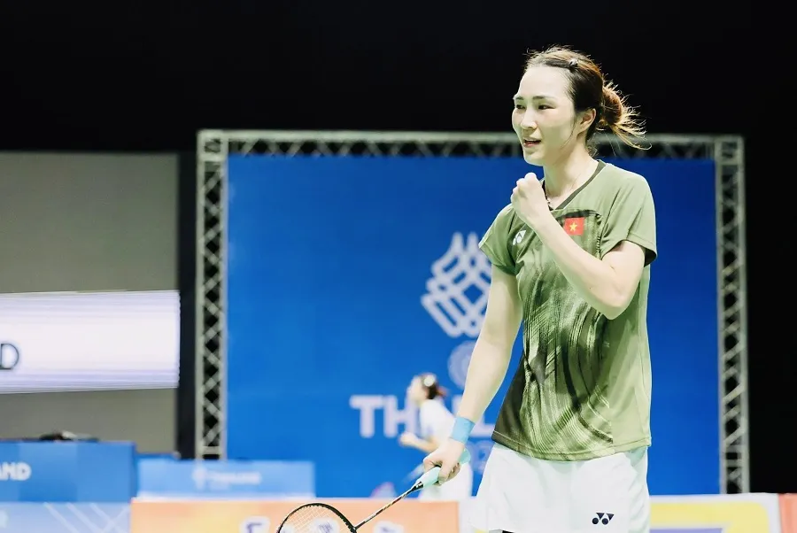 Tay vợt Vũ Thị Trang đã vào tứ kết đơn nữ giải đấu tại Hàn Quốc. Ảnh: DŨNG PHƯƠNG