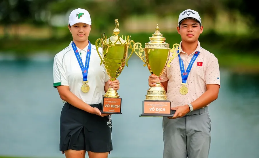 Nguyễn Trọng Hoàng và Park Ha Na có ngôi vô địch trẻ quốc gia 2026. Ảnh: VGA