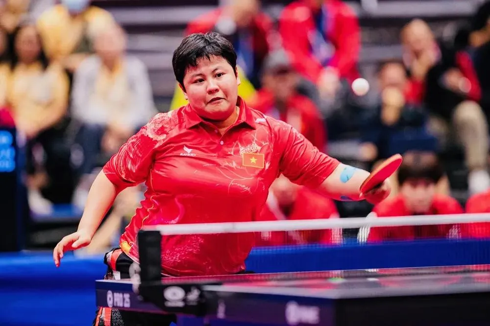 Tay vợt Mai Hoàng Mỹ Trang của đội bóng bàn nữ TPHCM. Ảnh: DŨNG PHƯƠNG