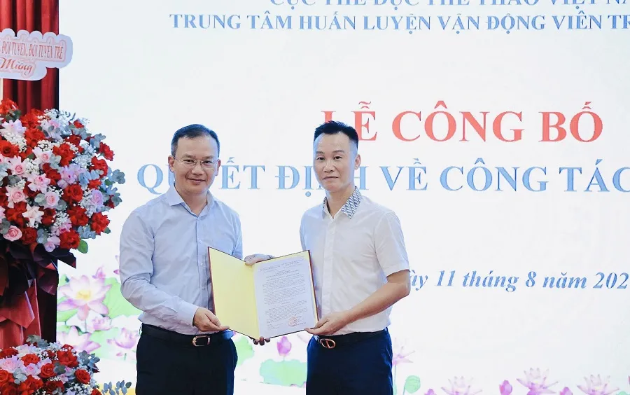 Ông Lê Thanh Hà nhận nhiệm vụ Giám đốc Trung tâm huấn luyện vận động viên trẻ Quốc gia. Ảnh: CỤC TDTTVN