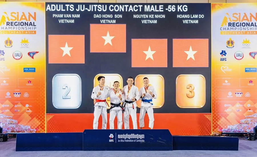 Đội tuyển jujitsu Việt Nam xếp nhất toàn đoàn tại Giải vô địch Đông Nam Á 2026 (Ảnh: JJAU)