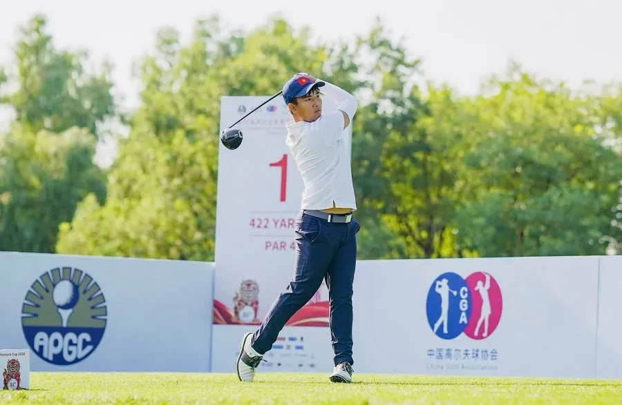 Golf thủ Hồ Anh Huy của đội tuyển golf Việt Nam tại giải đấu lần này. Ảnh: VGA