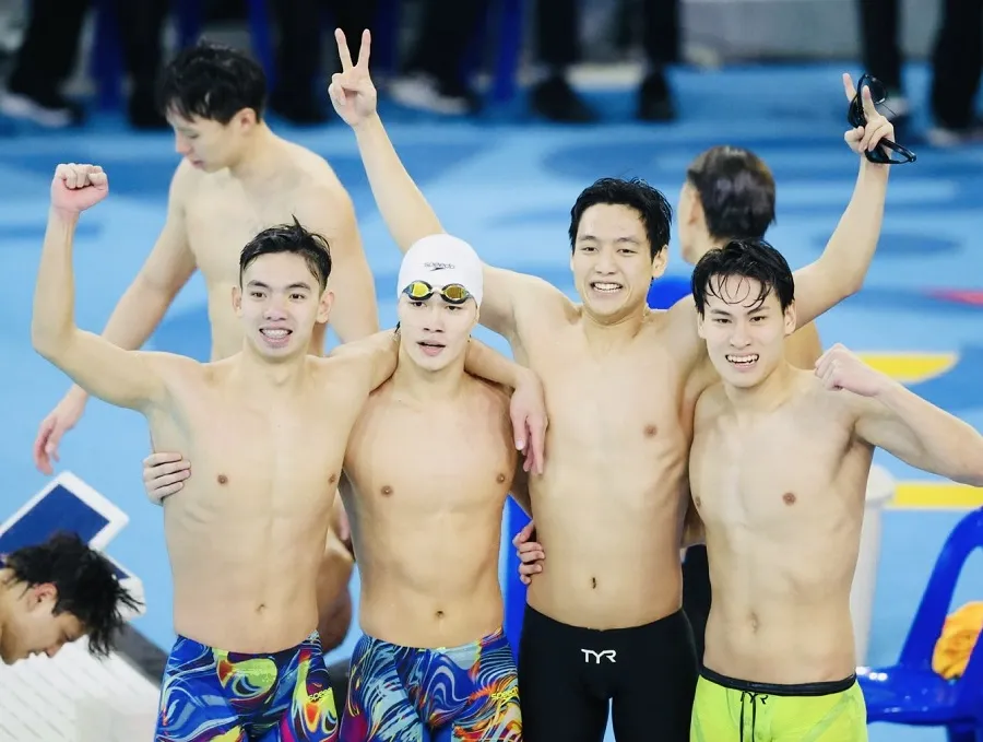 Đội tiếp sức 4x200m tự do nam của bơi Việt Nam đã giành hạng 4 đầy cố gắng ở ASIAD 20. Ảnh: DŨNG PHƯƠNG