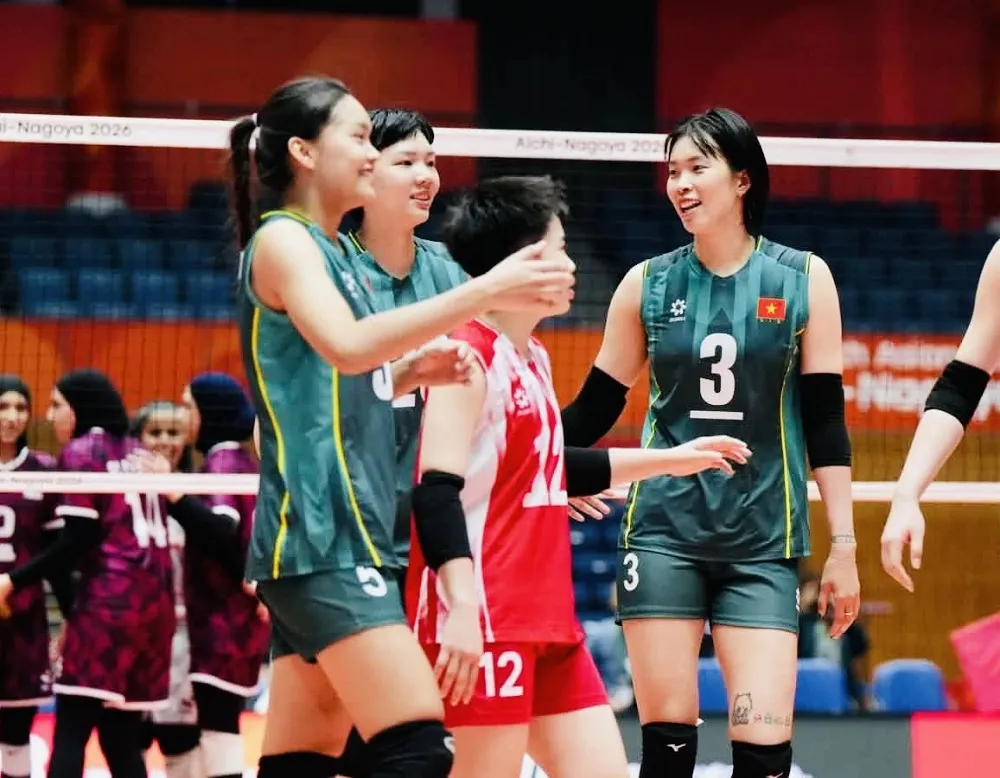 Thanh Thúy (3) kết thúc thi đấu tại ASIAD 20 vẫn tiếp tục ở lại Nhật Bản. Ảnh: VFV