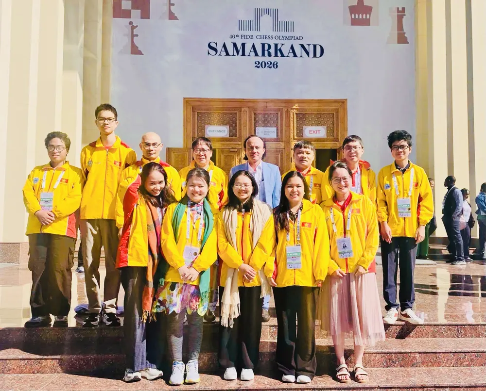 Đội tuyển cờ vua Việt Nam tại Olympiad 2026. Ảnh: VINH BÙI
