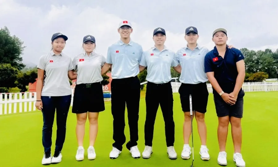 Đội tuyển golf Việt Nam đã chuẩn bị chuyên môn những ngày qua trước khi vào thi đấu ASIAD 20 từ ngày 30-9. Ảnh: VGA