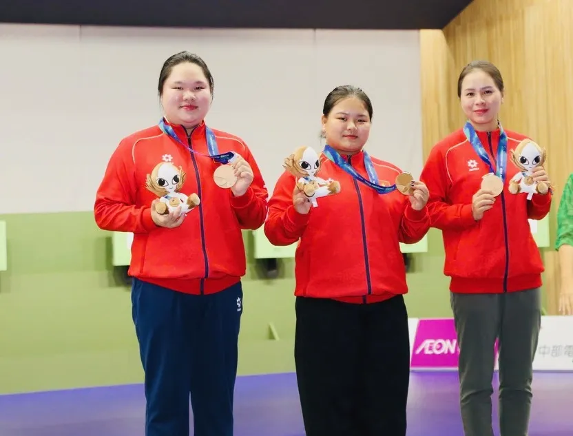 Tấm HCĐ nội dung 10m súng ngắn hơi đồng đội nữ là kết quả huy chương duy nhất của Đội tuyển bắn súng Việt Nam tại ASIAD 20. Ảnh: LƯỢNG LƯỢNG
