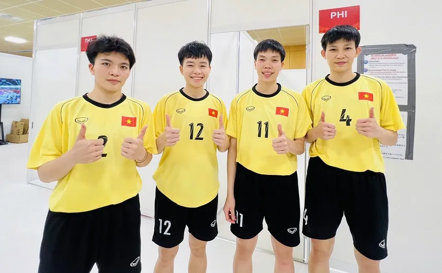 Đội tuyển cầu mây nữ Việt Nam góp mặt chung kết nội dung đồng đội 4 người nữ tại ASIAD 20. Ảnh: LƯỢNG LƯỢNG