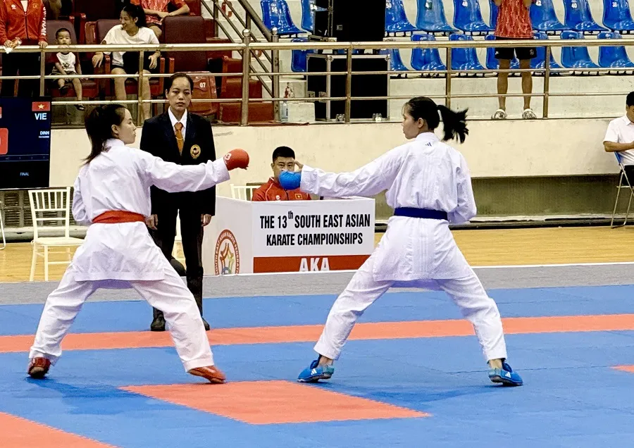Võ sĩ kumite nữ Việt Nam sẽ nỗ lực giành kết quả cao nhất tại giải vô địch đồng đội thế giới 2026. Ảnh: MINH CHIẾN