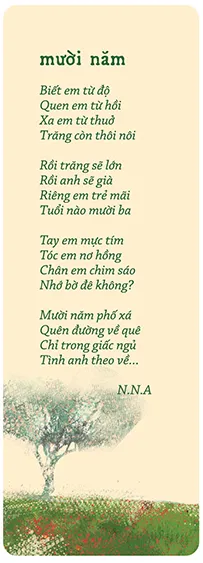 Sách có bookmark là bài thơ "Mười năm" được lấy trong tác phẩm