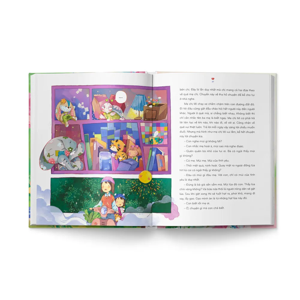 Bố cục tranh minh họa được trình bày phóng khoáng, phá cách với nhiều trang sử dụng khung tranh ngang tỉ lệ 16:9