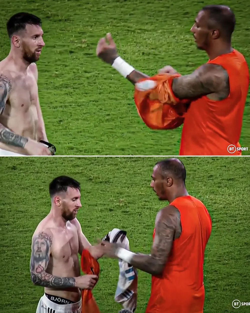 Messi đổi áo với thủ môn Eloy Room