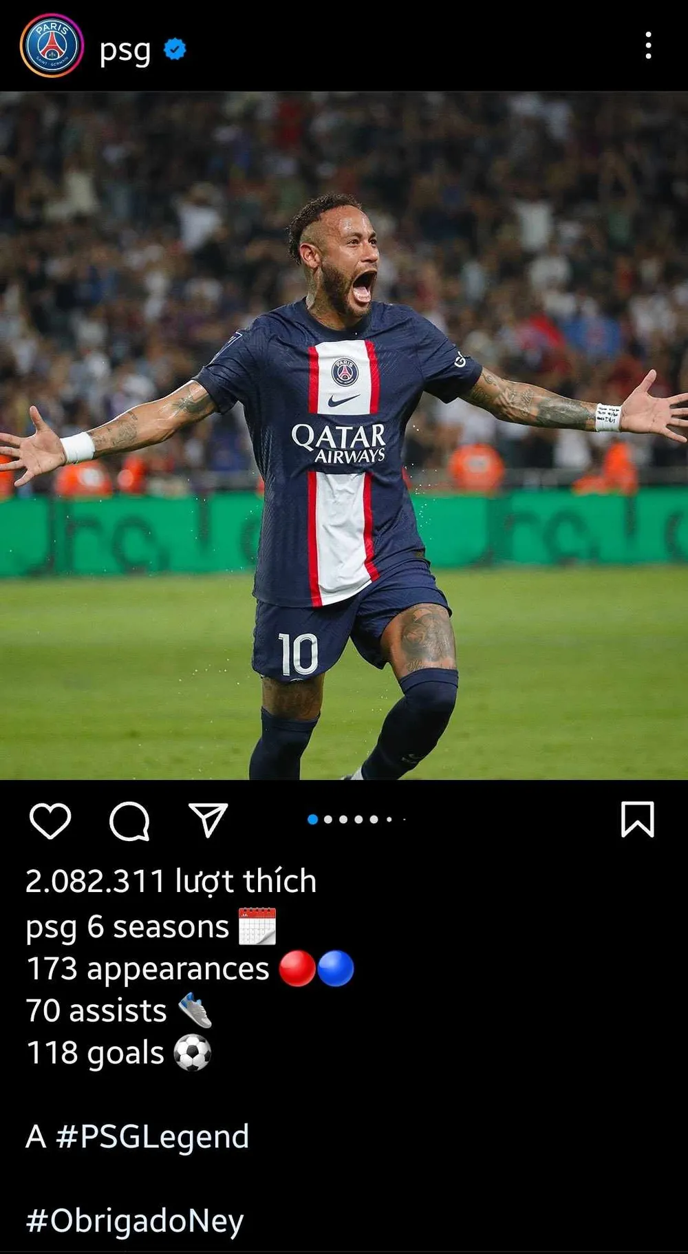 PSG tri ân Neymar