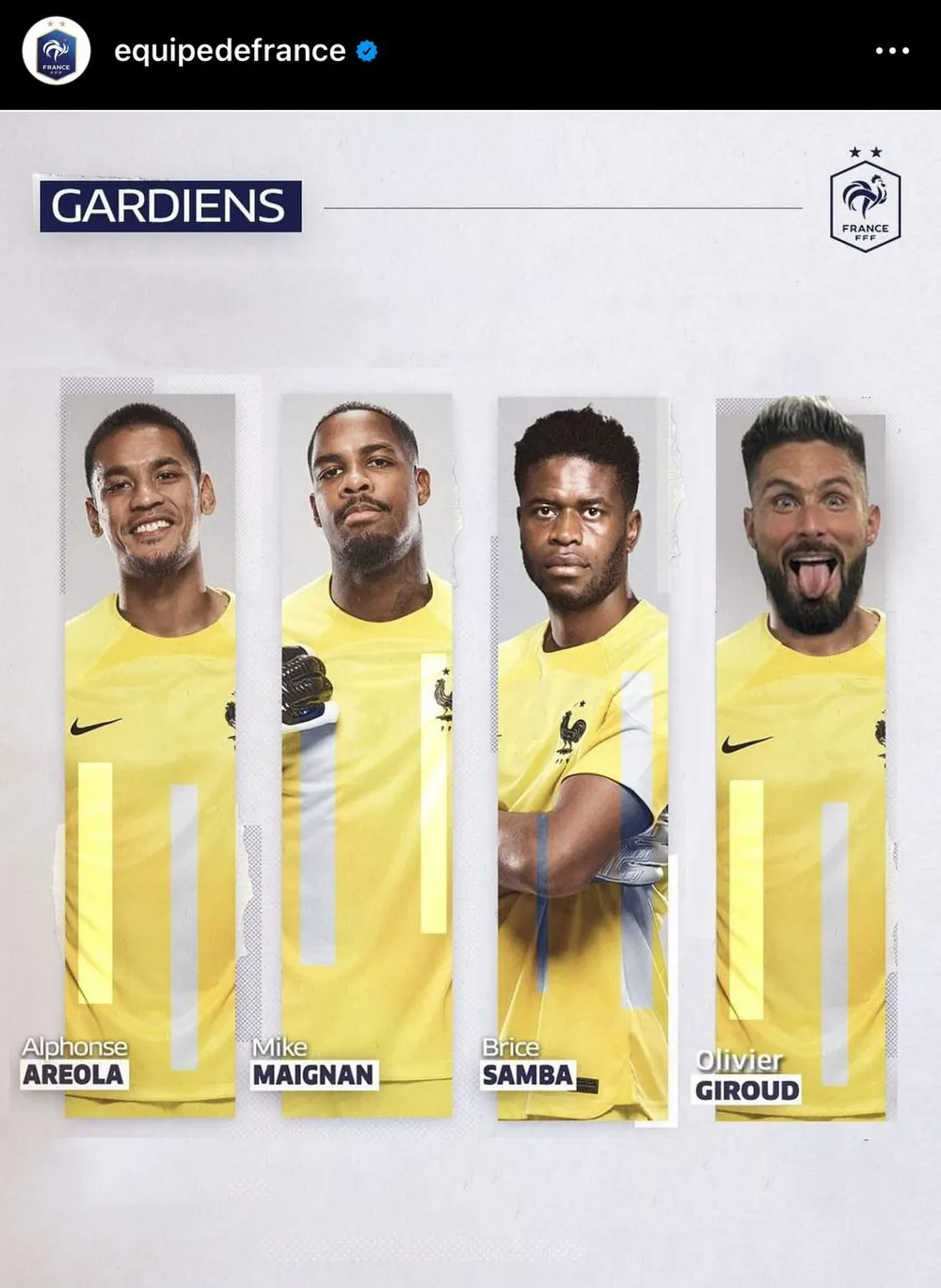 Dàn thủ môn của tuyển Pháp cũng góp mặt Giroud