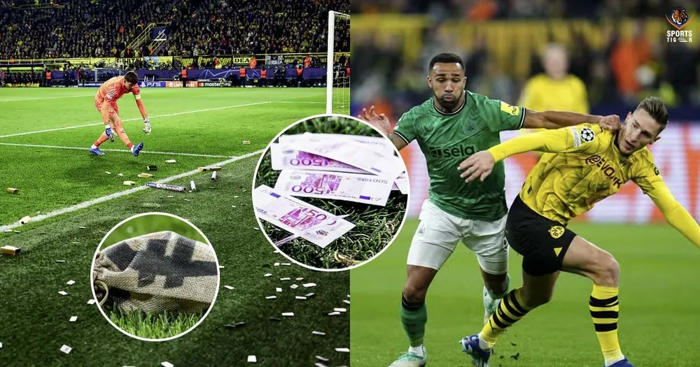 Những bao tải tiền được khán giả Dortmund ném về phía Newcastle