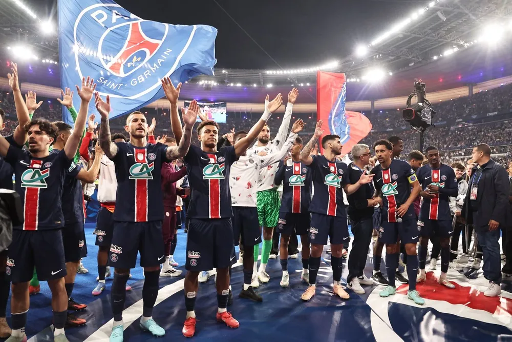 PSG ăn mừng chức vô địch Cúp Quốc gia Pháp 2025 sau chiến thắng Reims tại chung kết. Ảnh: REUTERS