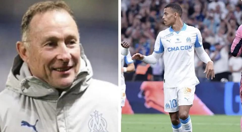 Greenwood trở thành cầu thủ Marseille đầu tiên lập poker ở Ligue 1 kể từ sau danh thủ Jean-Pierre Papin. Ảnh: Getty Images