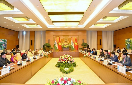 N.A Chairman Vuong Dinh Hue receives Indian Lower House Speaker  ảnh 3
