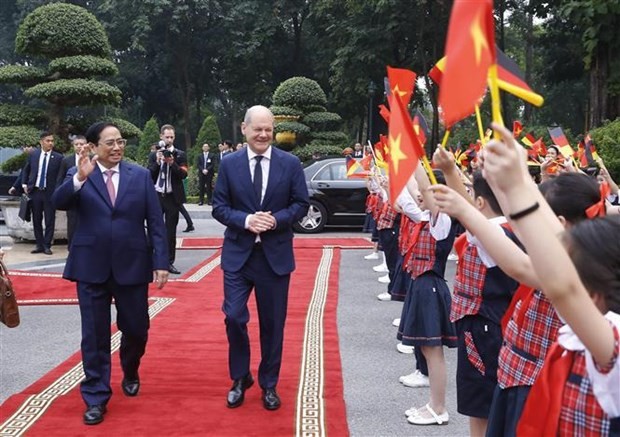 Welcome ceremony held for German Chancellor Olaf Scholz ảnh 1
