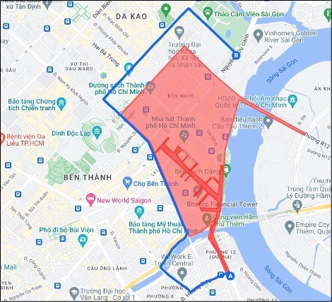 The route from District 4 to District 1: Nguyen Tat Thanh Street (District 4) → Hoang Dieu Street → Doan Van Bo Street → Calmette Bridge → Calmette Bridge branch off to Pasteur Street → Pasteur Street → Nguyen Thi Minh Khai Street → Nguyen Binh Street Khiem (District 1). (Photo: SGGP)