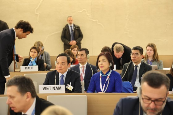 Deputy PM Tran Luu Quang attends the high-level meeting of the UNHRC's 52nd regular session on February 27 (Photo: baochinhphu.vn)