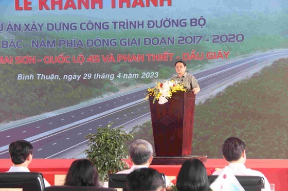 PM Pham Minh Chinh addresses the inauguration ceremony in Binh Thuan Province on April 29. (Photo: SGGP)