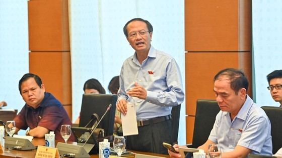 Deputy Dinh Ngoc Minh, representing Ca Mau Province, speaks at the meeting. Deputy Dinh Ngoc Minh, representing Ca Mau Province, speaks at the meeting.