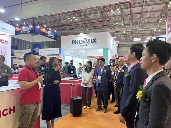 A company introduces its products at the Automechanika exhibition in Ho Chi Minh City.