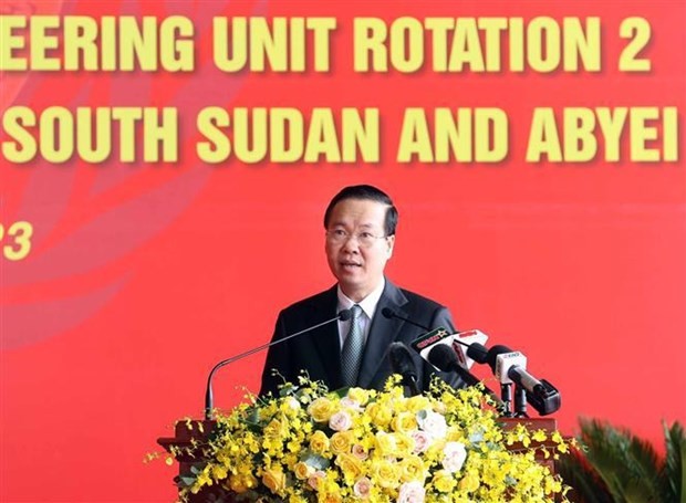 President Vo Van Thuong addresses the deployment ceremony in HCMC on June 29. (Photo: VNA)