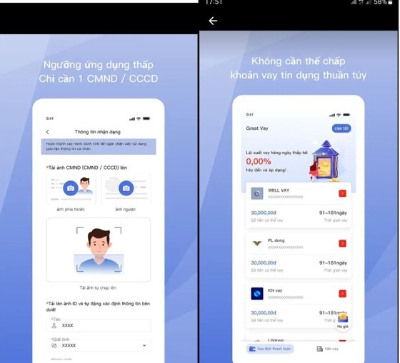 A mobile application for lending. (Photo courtesy of Quang Nam Provincial Police)