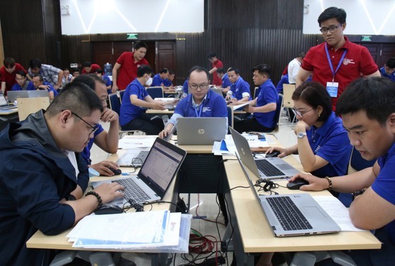 Participants in the cyber security drill 2022 at Quang Trung Software City in HCMC.