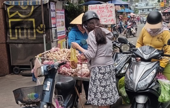 A dweller in HCMC is using a plastic bag to carry the purchased items