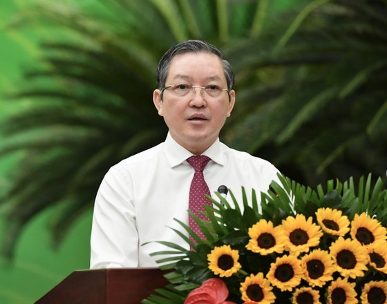 Chairman of the Central Committee of the Vietnam Farmers Association Luong Quoc Doan is delivering his speech (Photo: SGGP)