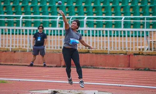 VĐV Ka Hoa (Ninh Thuận) phá kỷ lục quốc gia Việt Nam môn ném tạ. Ảnh: Dũng Phương