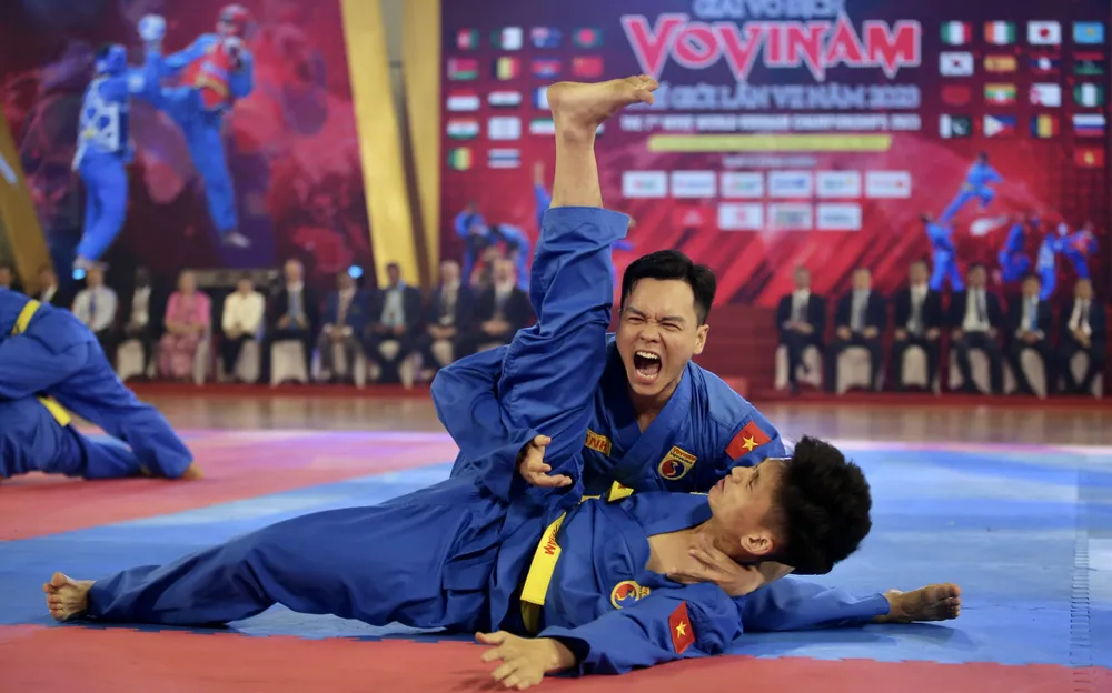 Các VĐV biểu diễn tại lễ khai mạc Vovinam Thế giới lần VII năm 2023