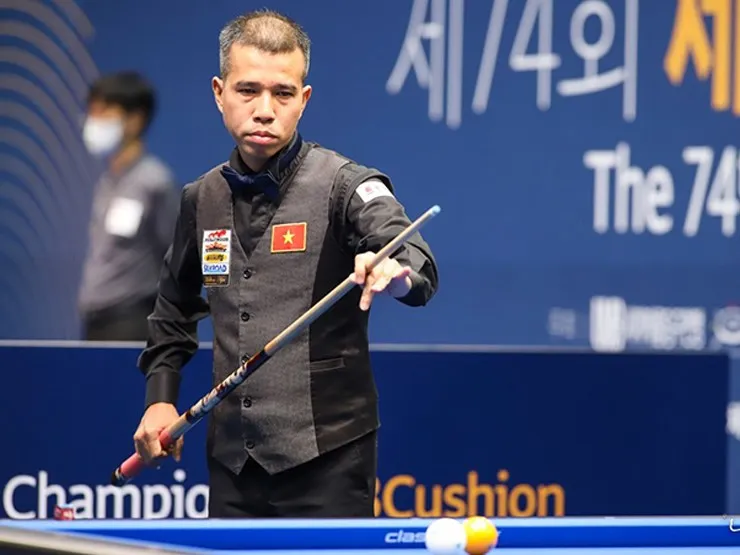 Tay cơ Trần Quyết Chiến sẵn sàng cho giải Billiards Carom 3 băng Quốc tế SCTV Cup 2025. Ảnh: Quỳnh Mai