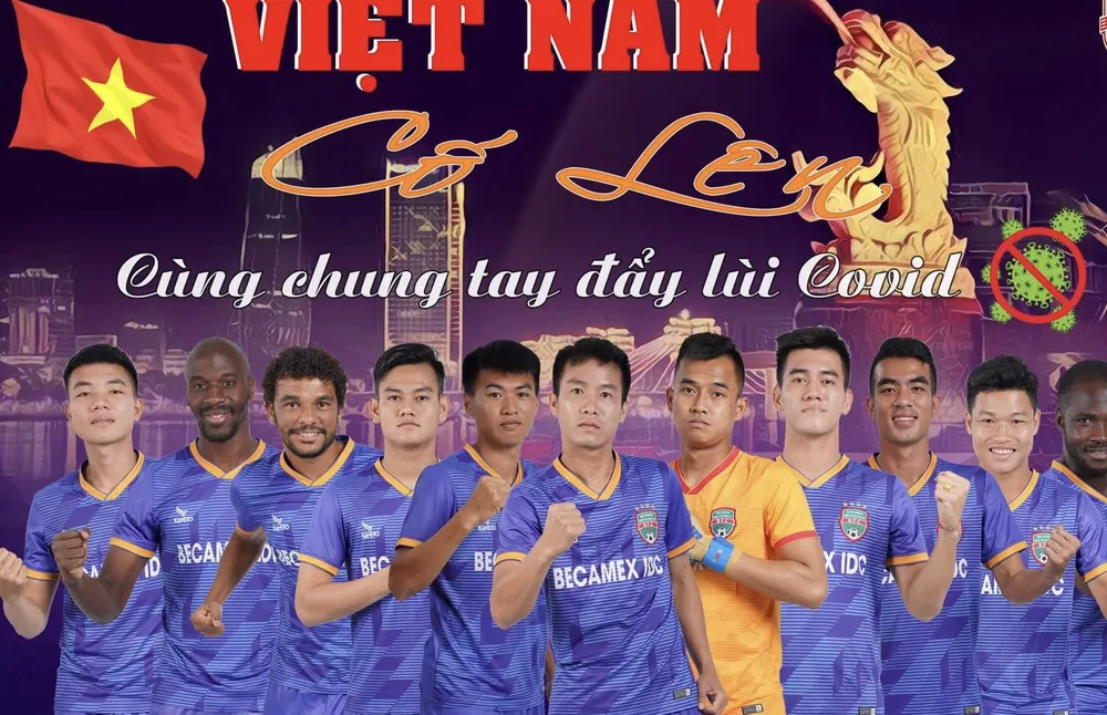 B.Bình Dương với thông điệp cùng cả nước thắng dịch Covid-19. Ảnh BFC