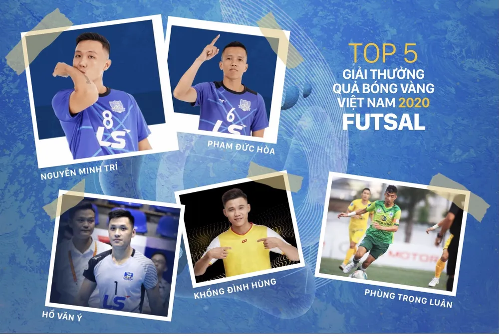 Tốp 5 cầu thủ vào danh sách rút gọn hạng mục Quả bóng vàng Futsal 2020