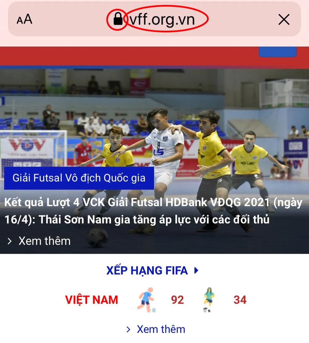 Xuất hiện website mạo danh tại giải Futsal HDBank VĐQG 2021 nhằm mục đích xấu ảnh 1