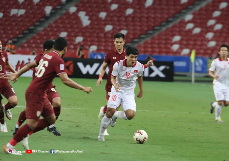 Đức Chinh trong trận bán kết lượt về gặp Thái Lan