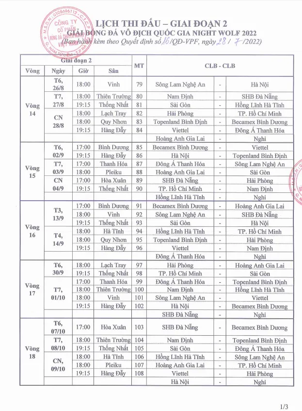 Lịch thi đấu giai đoạn 2 V-League 2022 ảnh 1