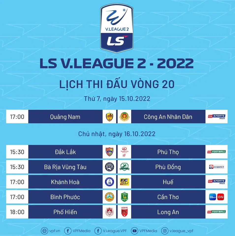 Bảng xếp hạng và lịch thi đấu vòng 20 giải hạng Nhất - LS 2022 ảnh 1