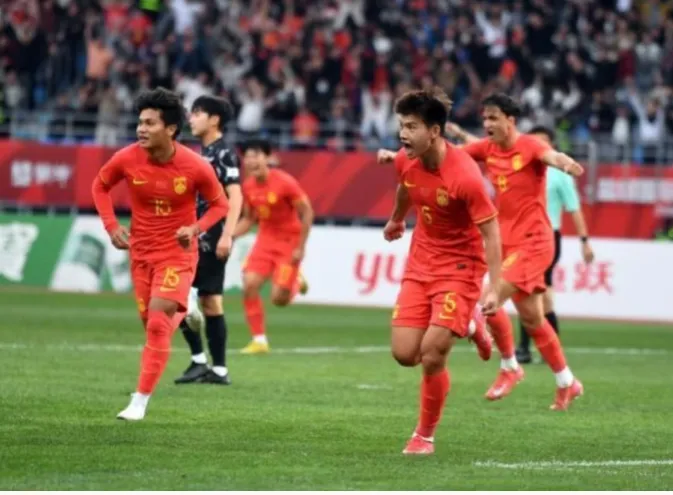 Niềm vui sau bàn thắng mở tỷ số của U22 Trung Quốc. Ảnh: CFA