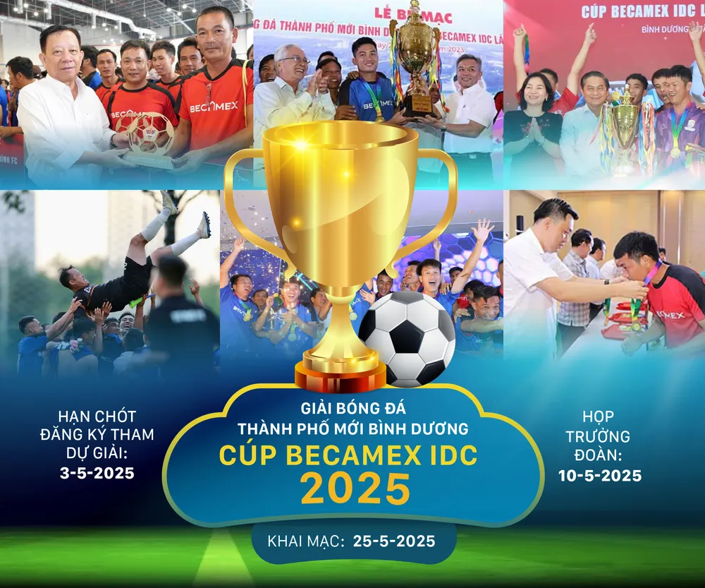 Giải bóng đá Thành phố mới Bình Dương - Cúp Becamex 2025 chính thức được khởi động. Đồ họa: HỮU VI