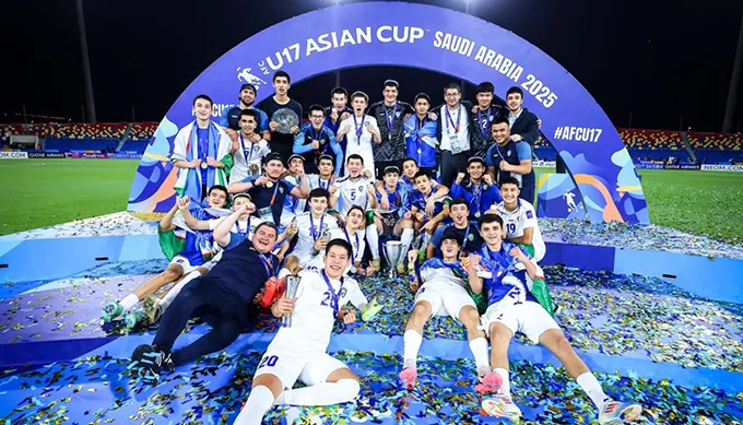 Uzbekistan xứng danh là "vua các giải trẻ" sau khi đăng quang ở giải U17 châu Á 2025. Ảnh: AFC