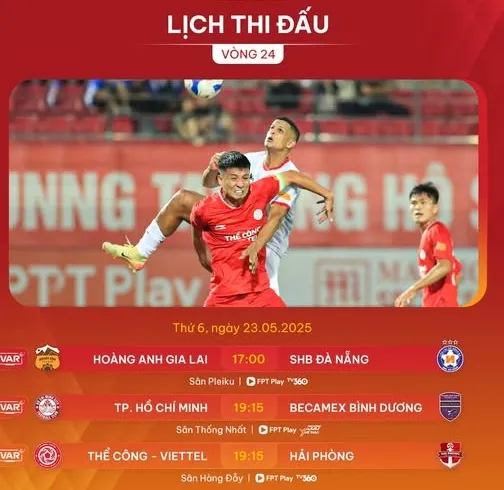 Lịch thi đấu vòng 24 V-League 2024-2025